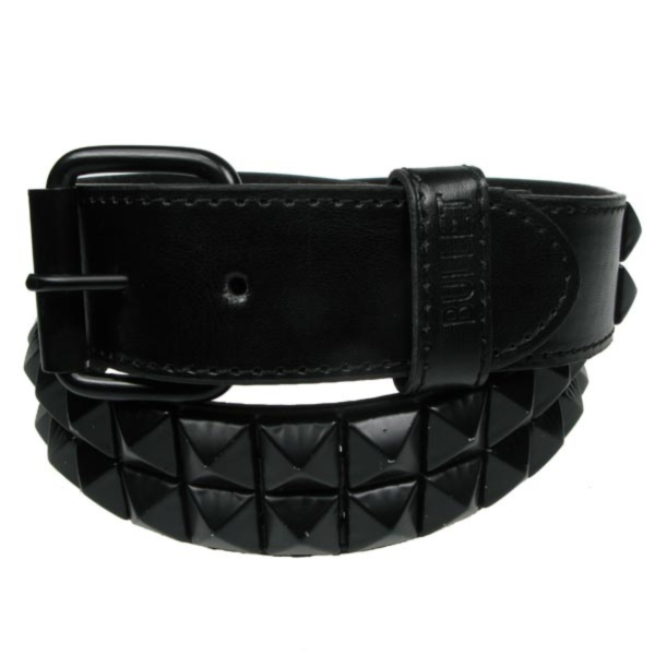 2-Row Black Pyramids Leather-Vyö