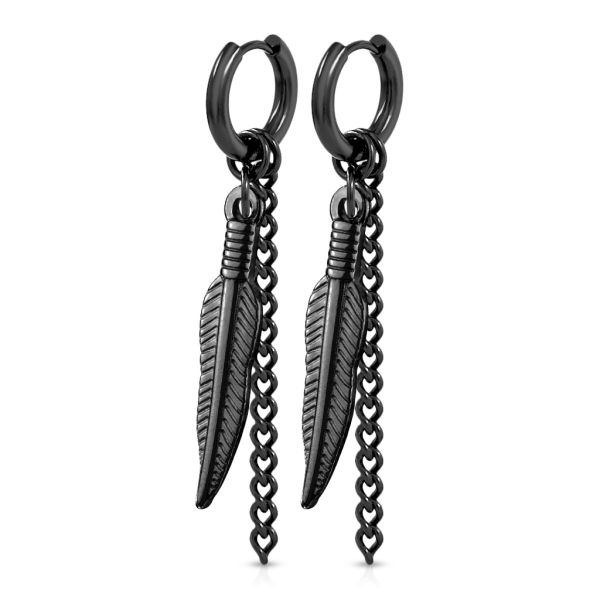 Feather and Chain Black-Korvakorut
